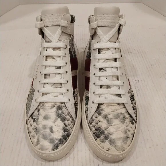 BALLY men's size 10 D white leather sneakers. - Picture 3 of 9